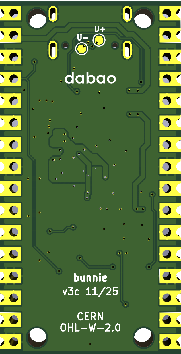 dabao board with USB-C port facing downwards.